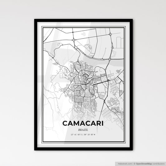 Camacari Brazil - Scandinavian Style City Map for Modern Home Decor