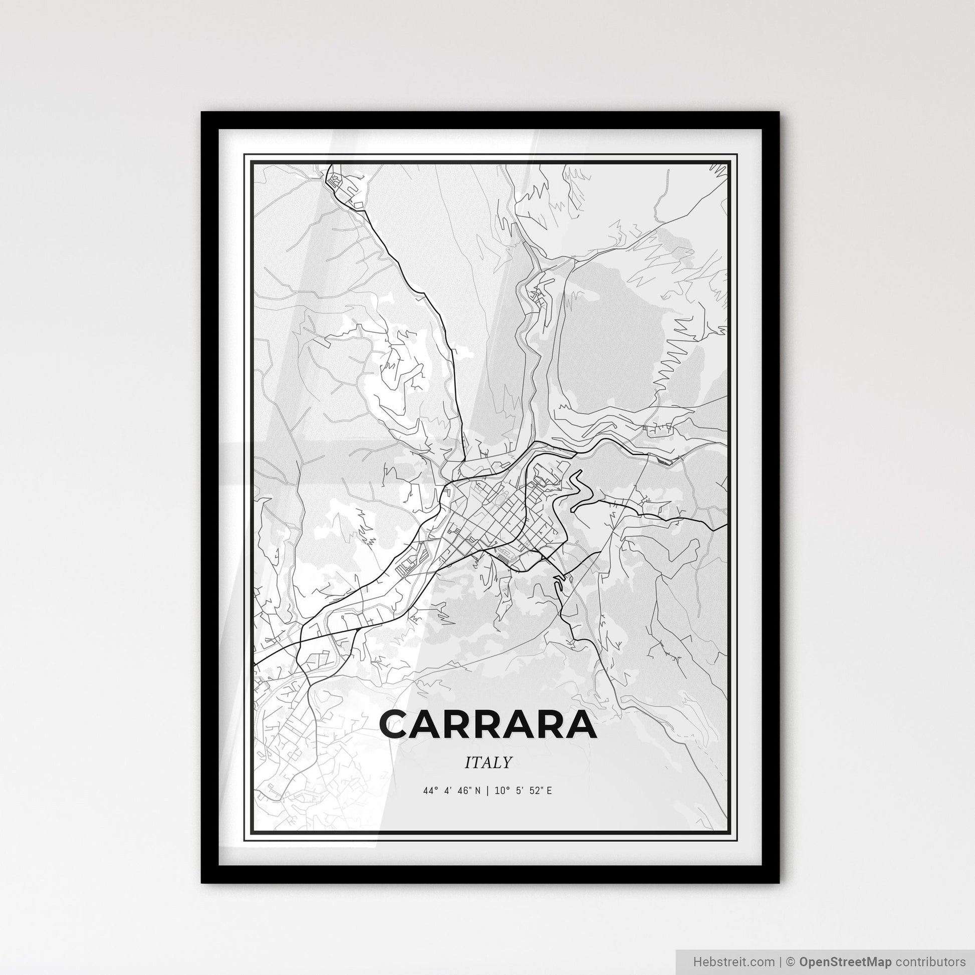 Carrara Italy - Scandinavian Style City Map for Modern Home Decor