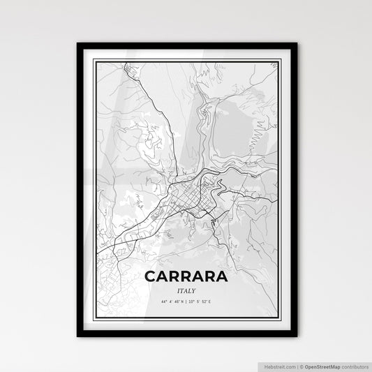 Carrara Italy - Scandinavian Style City Map for Modern Home Decor