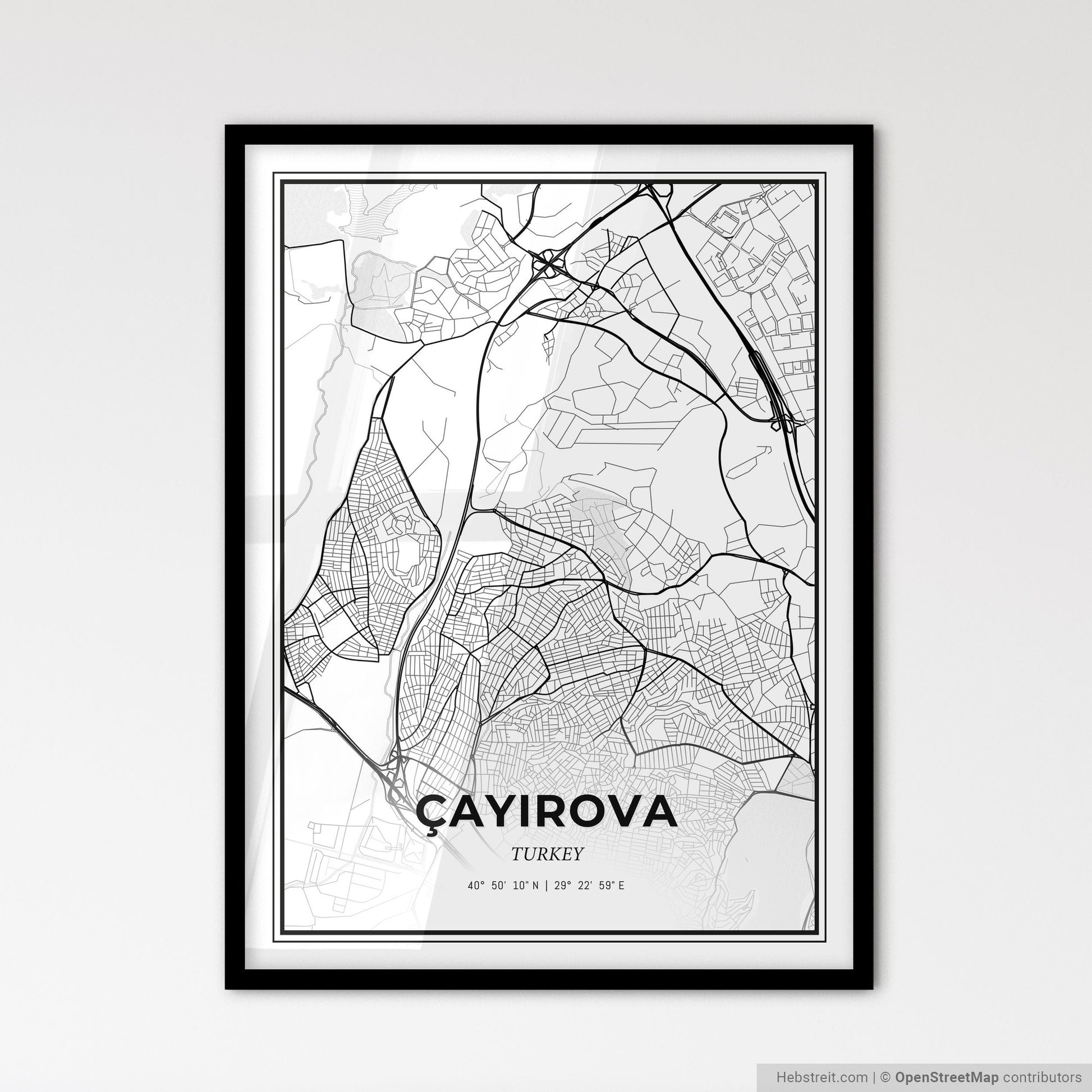 Çayırova Turkey - Scandinavian Style City Map for Modern Home Decor