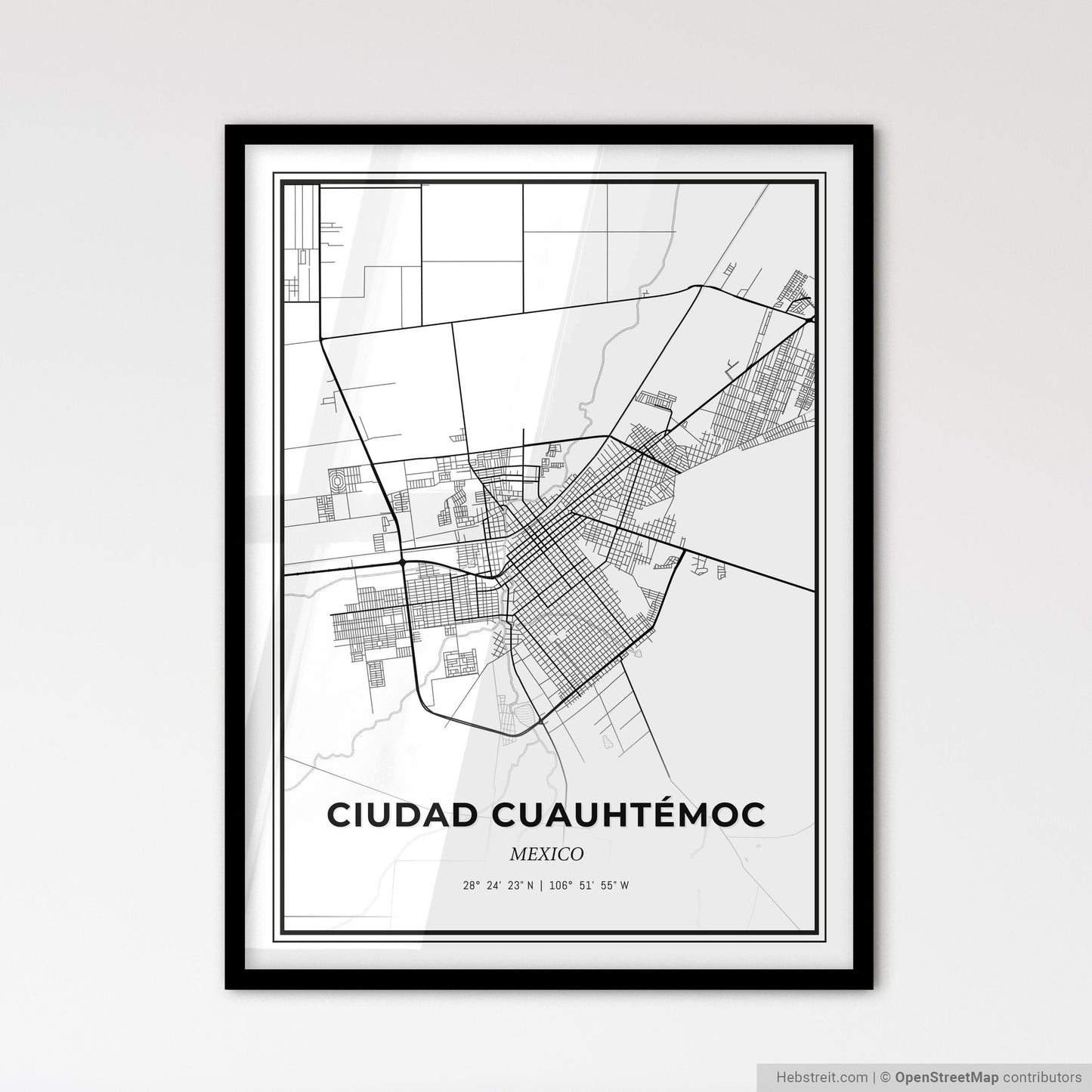Ciudad Cuauhtémoc Mexico - Scandinavian Style City Map for Modern Home Decor