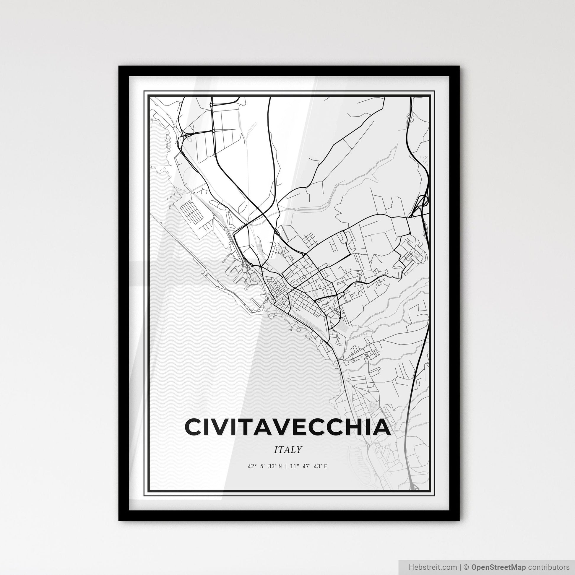 Civitavecchia Italy - Scandinavian Style City Map for Modern Home Decor