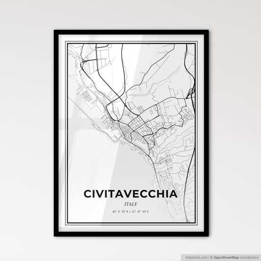 Civitavecchia Italy - Scandinavian Style City Map for Modern Home Decor