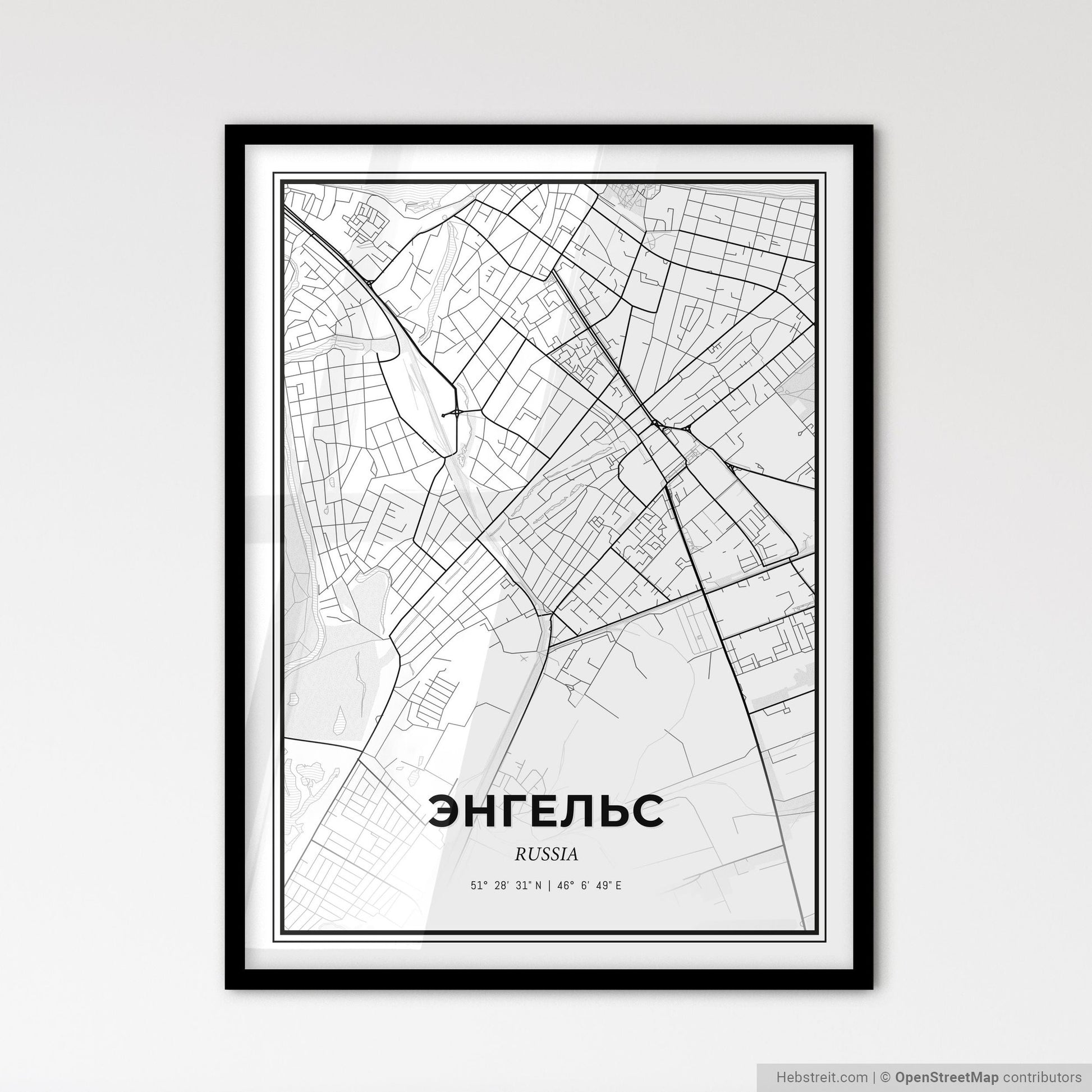 Engels Russia - Scandinavian Style City Map for Modern Home Decor