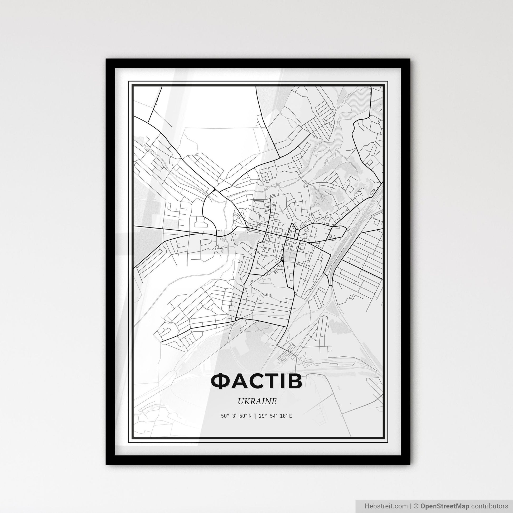 Fastiv Ukraine - Scandinavian Style City Map for Modern Home Decor