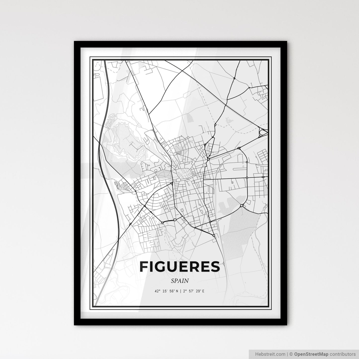Figueres Spain - Scandinavian Style City Map for Modern Home Decor