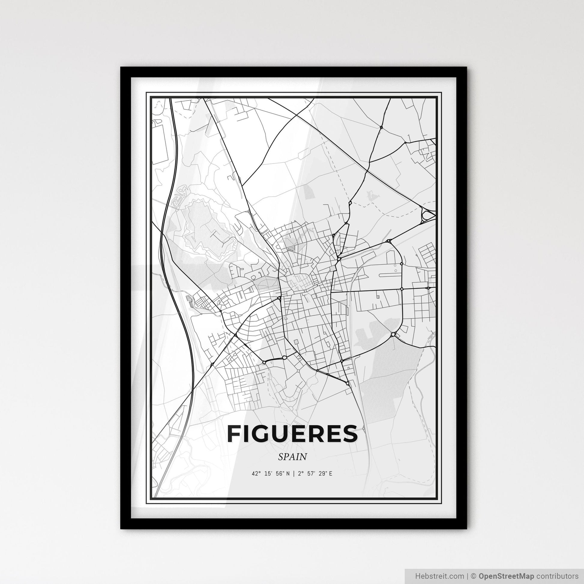 Figueres Spain - Scandinavian Style City Map for Modern Home Decor