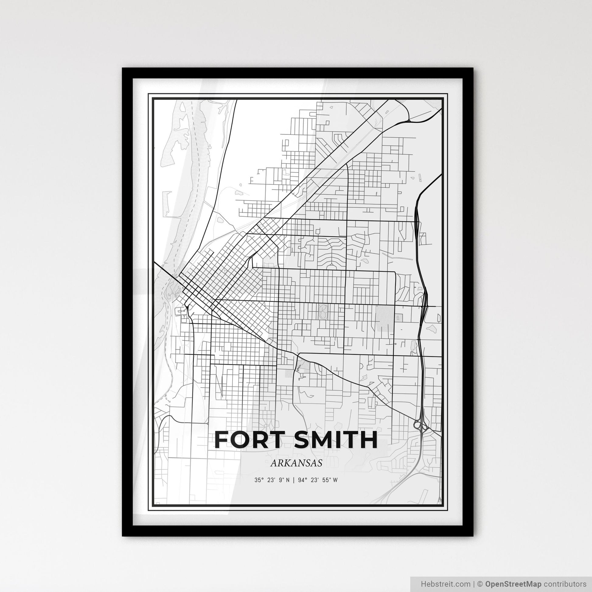 Fort Smith Arkansas - Scandinavian Style City Map for Modern Home Decor