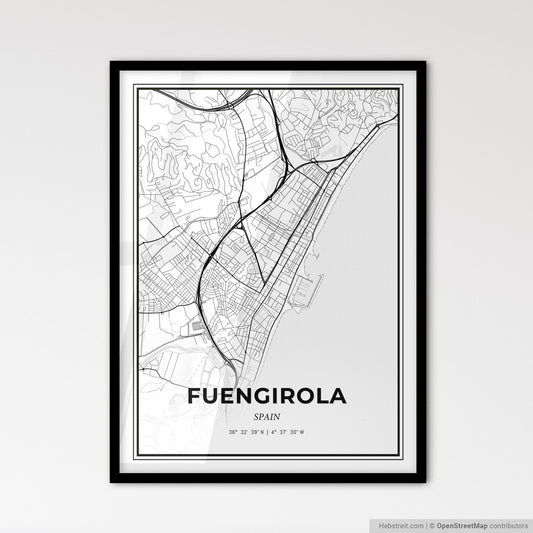 Fuengirola Spain - Scandinavian Style City Map for Modern Home Decor