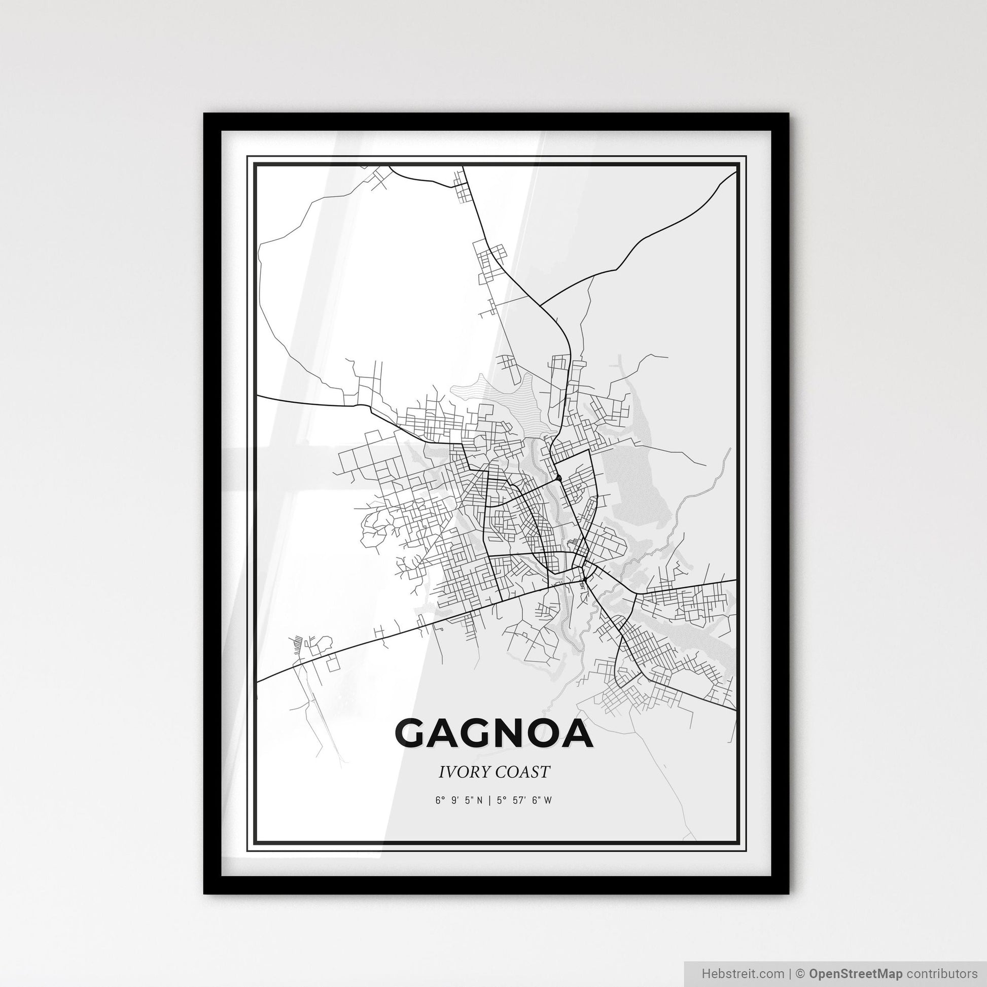 Gagnoa Ivory Coast - Scandinavian Style City Map for Modern Home Decor