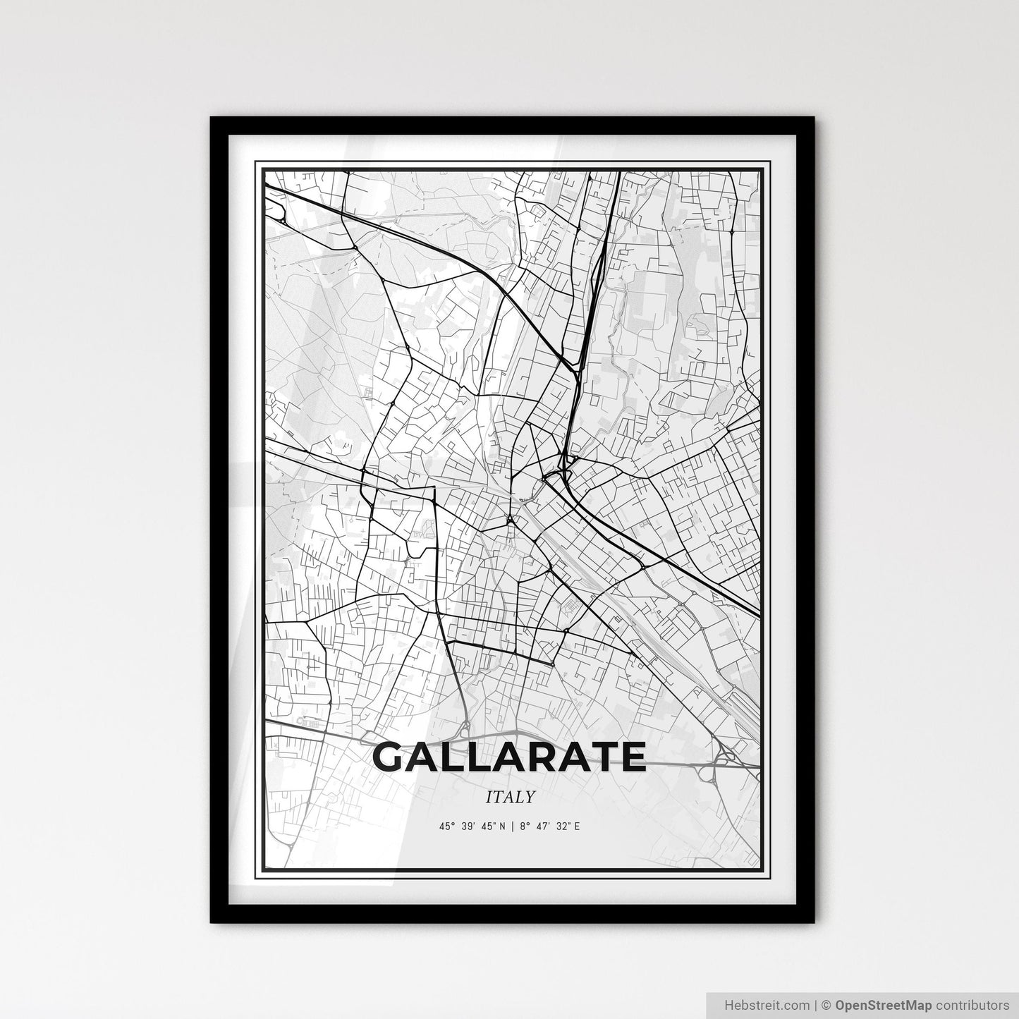 Gallarate Italy - Scandinavian Style City Map for Modern Home Decor