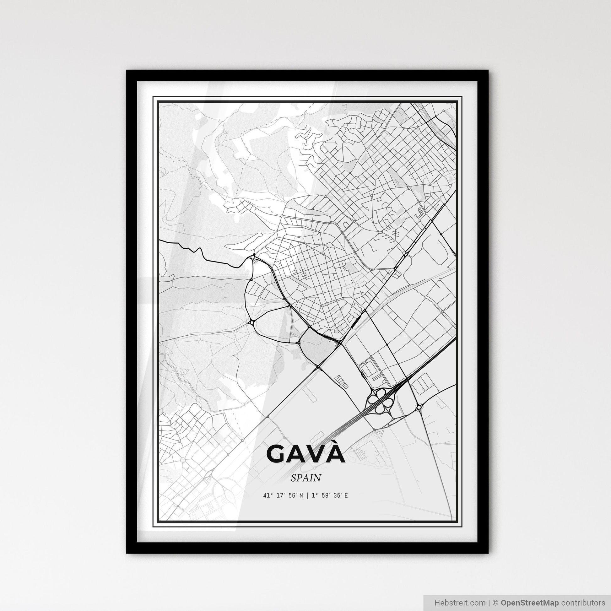 Gavà Spain - Scandinavian Style City Map for Modern Home Decor