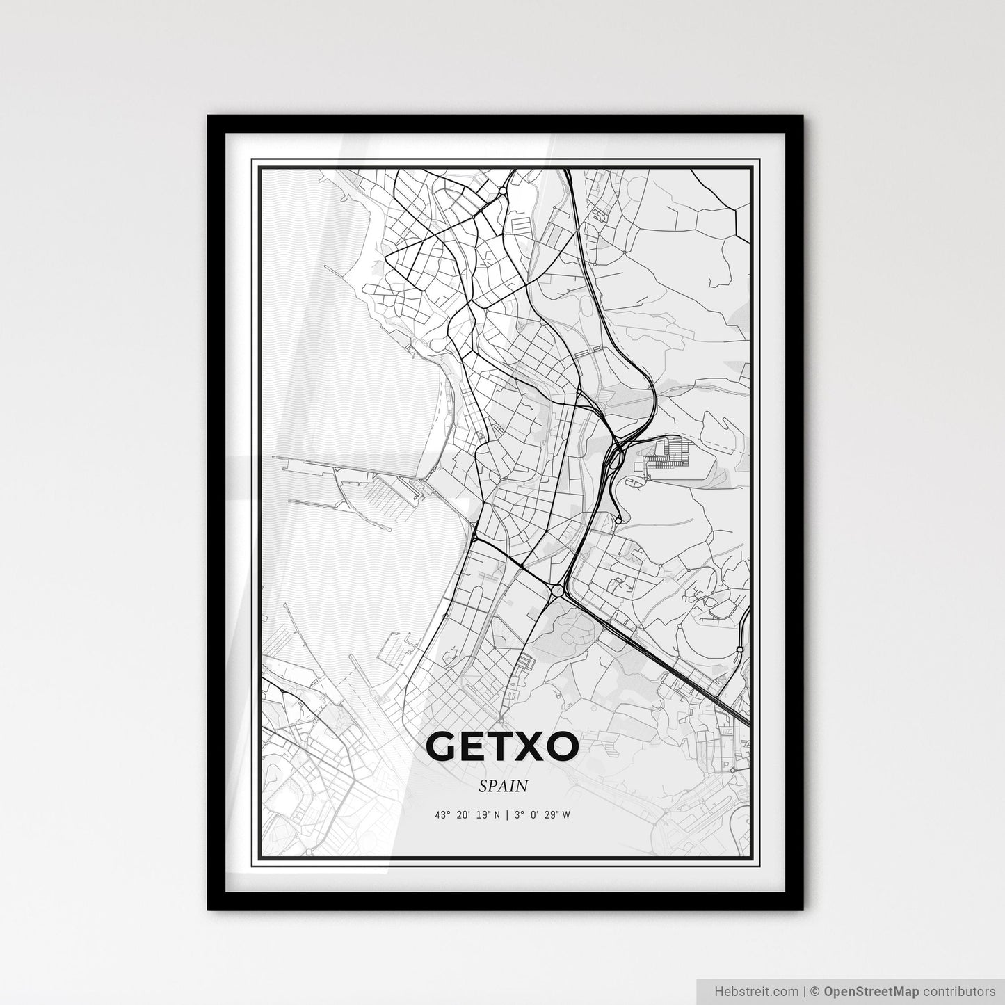 Getxo Spain - Scandinavian Style City Map for Modern Home Decor