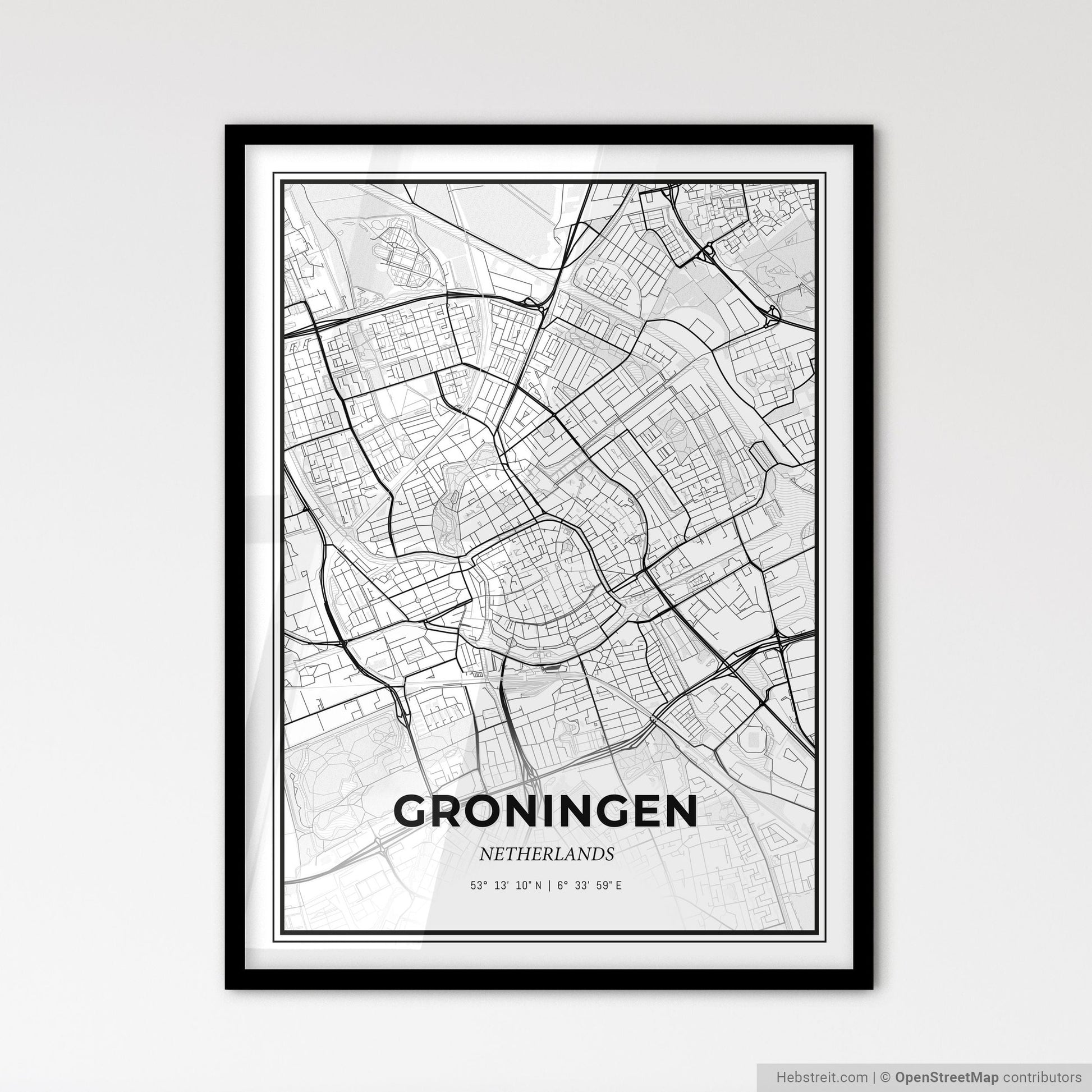 Groningen Netherlands - Scandinavian Style City Map for Modern Home Decor