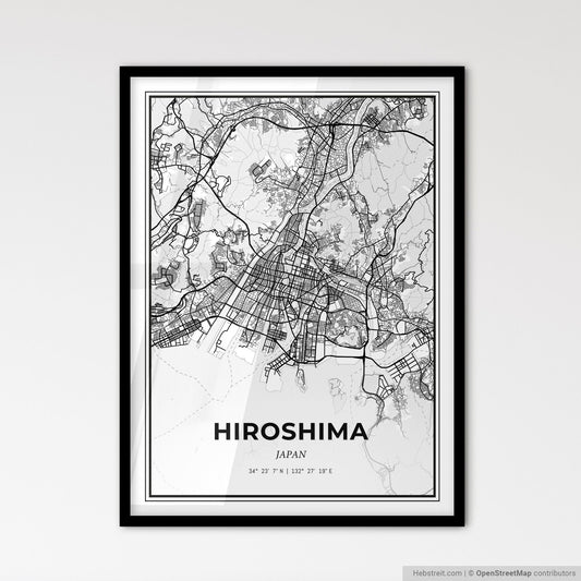 Hiroshima Japan - Scandinavian Style City Map for Modern Home Decor