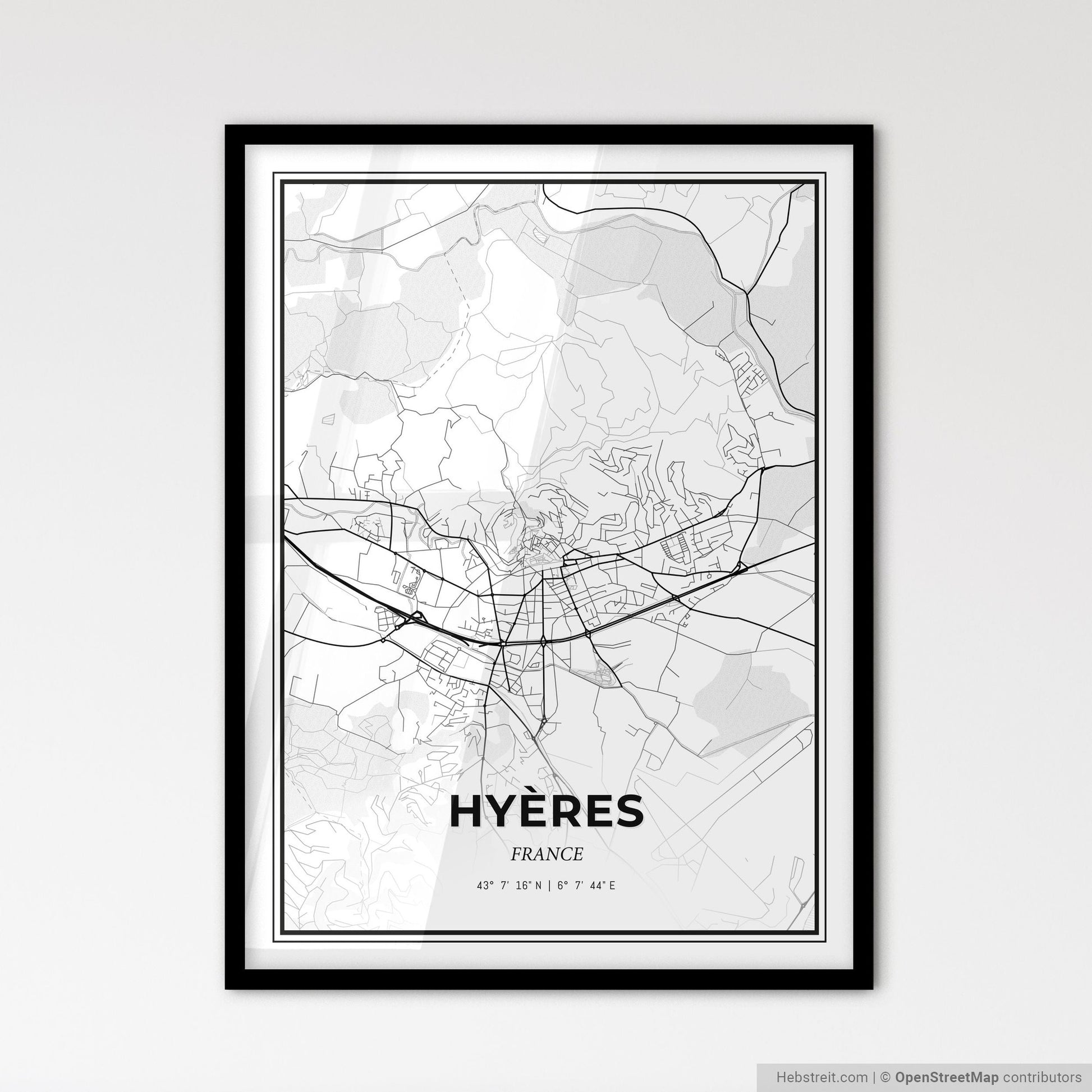 Hyères France - Scandinavian Style City Map for Modern Home Decor