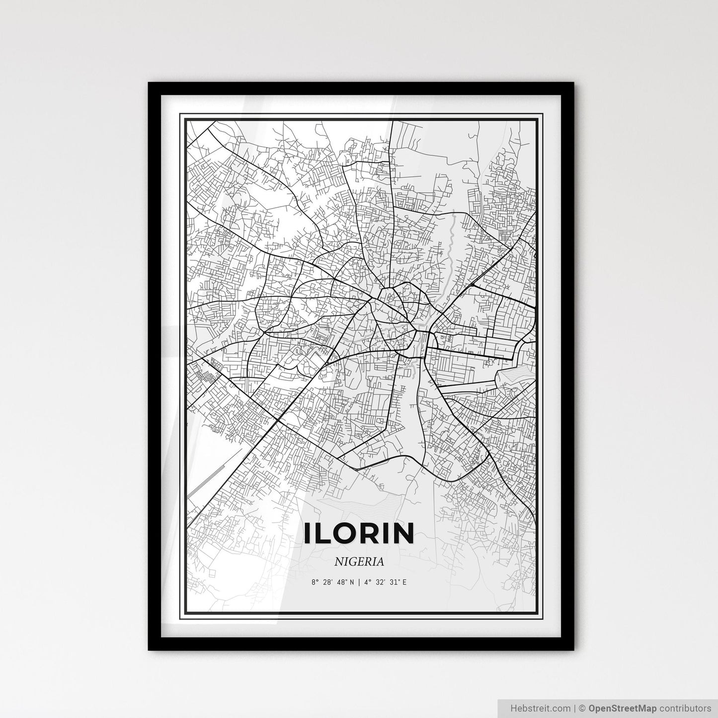 Ilorin Nigeria - Scandinavian Style City Map for Modern Home Decor