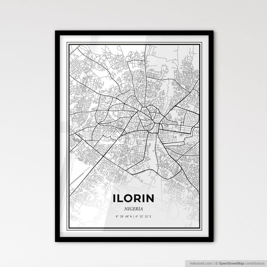 Ilorin Nigeria - Scandinavian Style City Map for Modern Home Decor