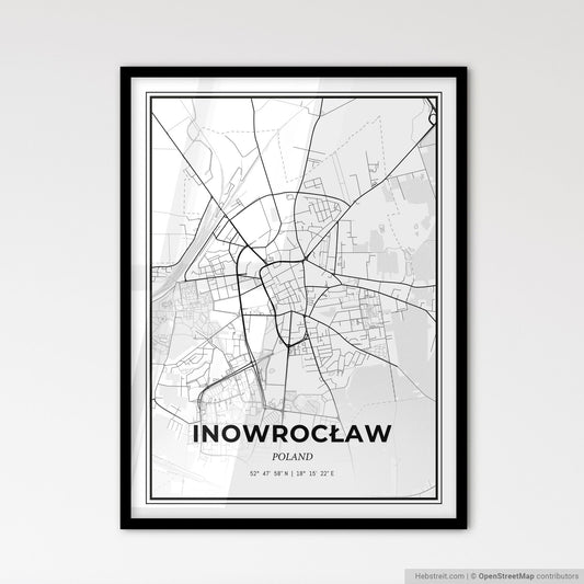 Inowrocław Poland - Scandinavian Style City Map for Modern Home Decor