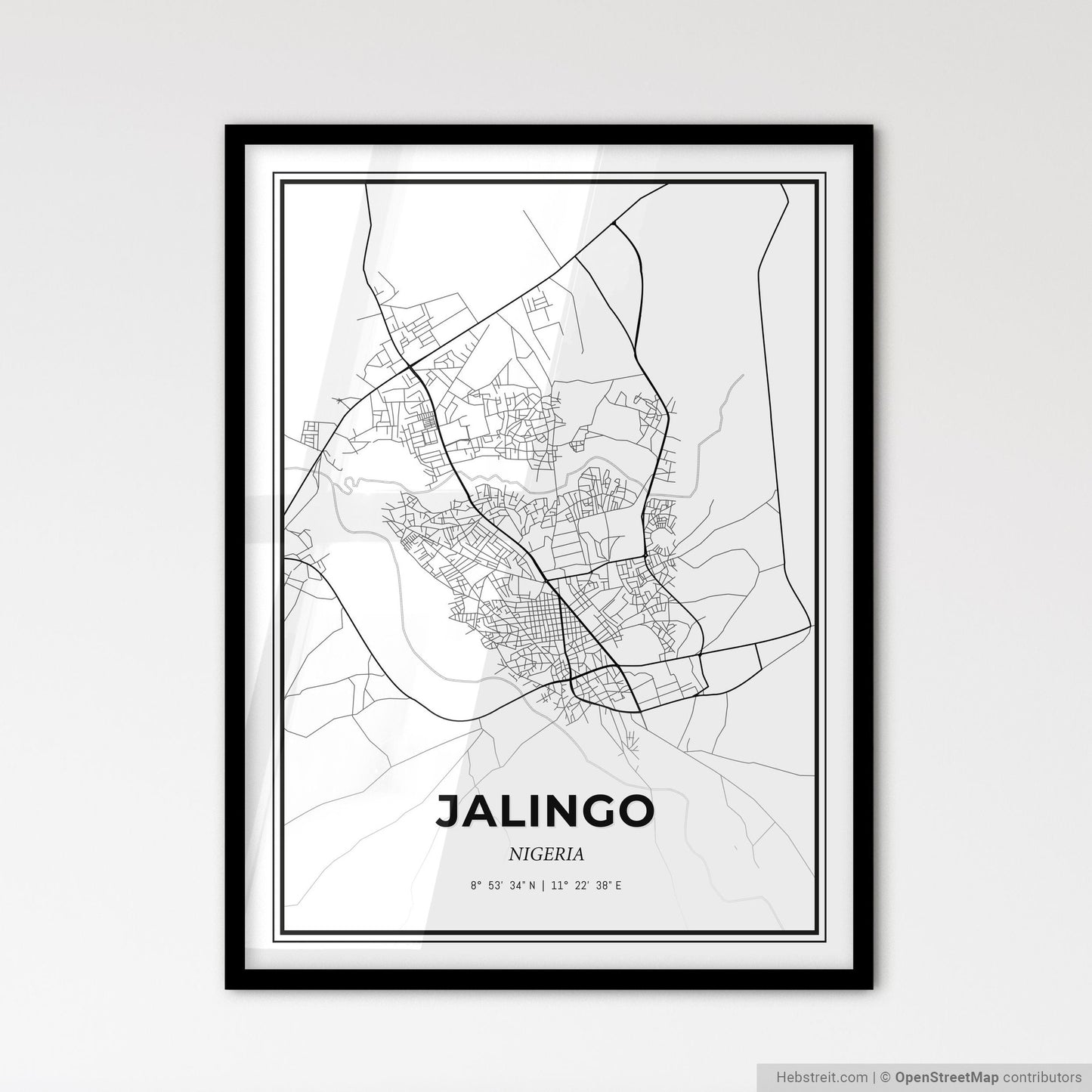 Jalingo Nigeria - Scandinavian Style City Map for Modern Home Decor