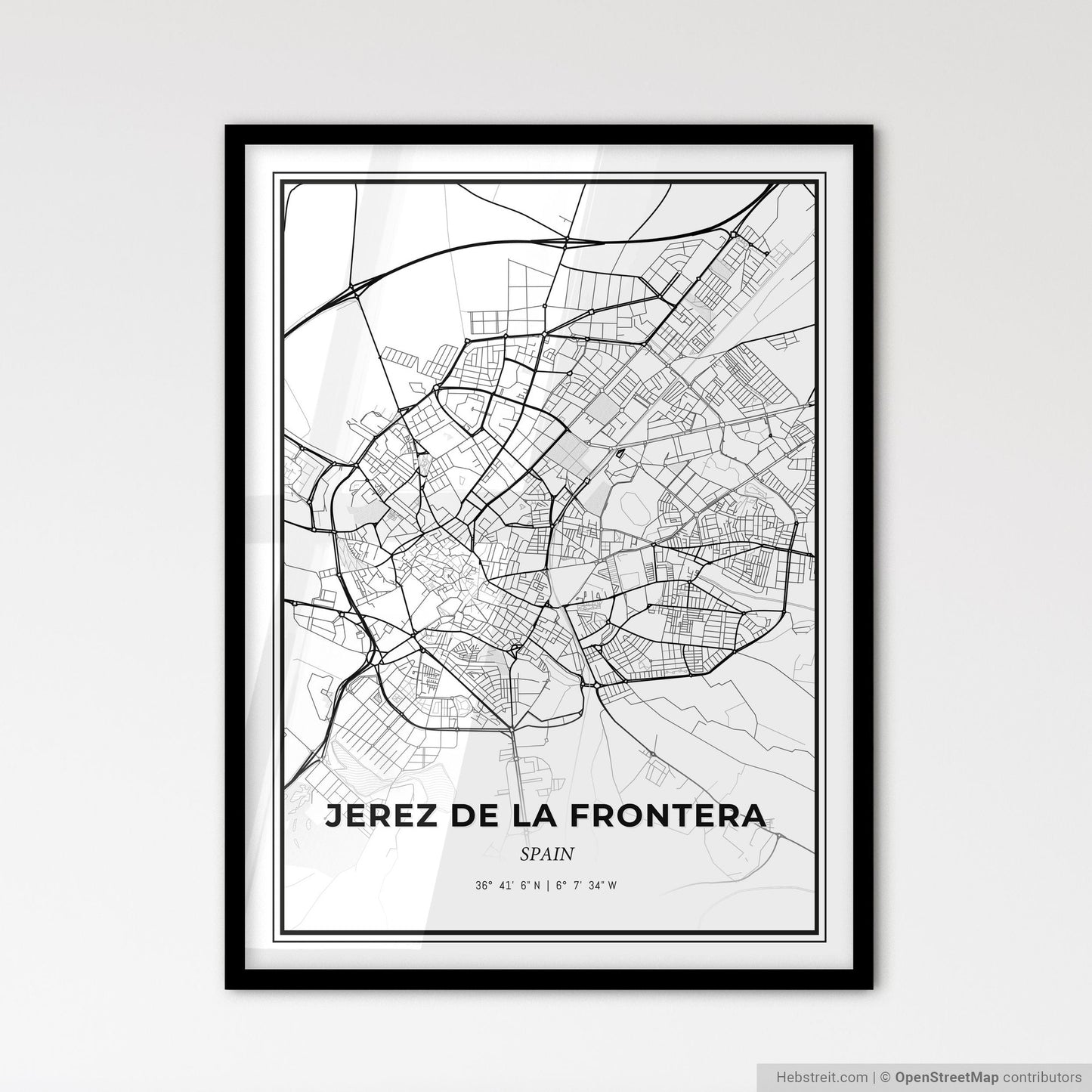 Jerez de la Frontera Spain - Scandinavian Style City Map for Modern Home Decor