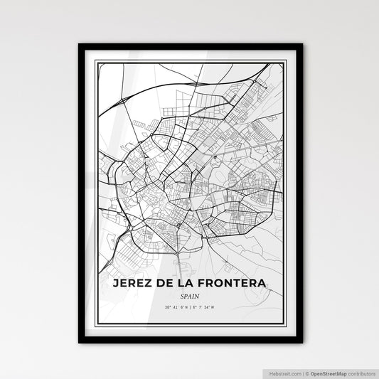 Jerez de la Frontera Spain - Scandinavian Style City Map for Modern Home Decor