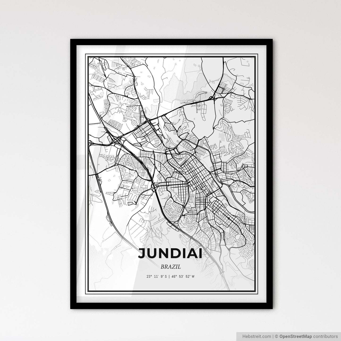 Jundiai Brazil - Scandinavian Style City Map for Modern Home Decor