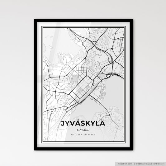 Jyväskylä Finland - Scandinavian Style City Map for Modern Home Decor
