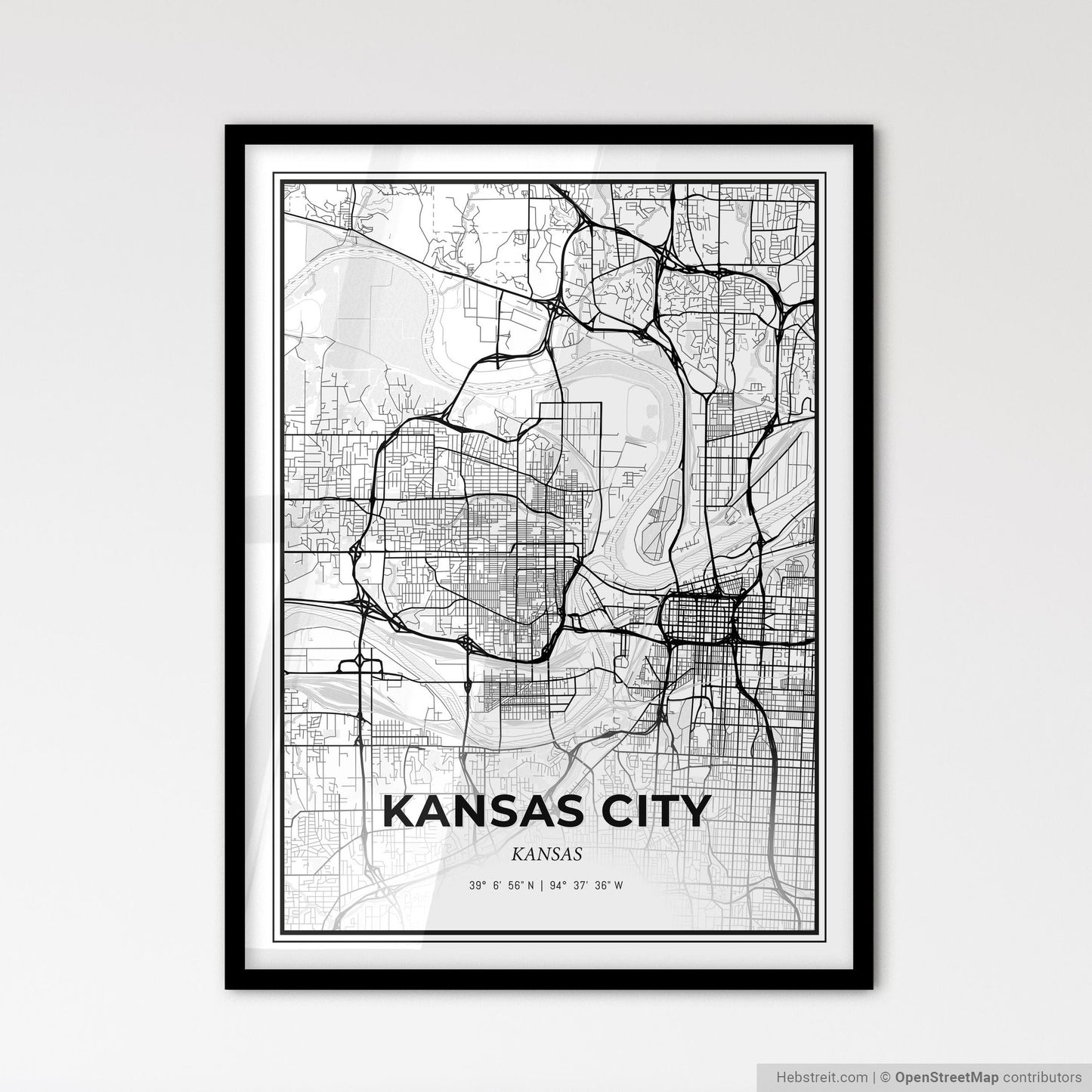 Kansas City Kansas - Scandinavian Style City Map for Modern Home Decor
