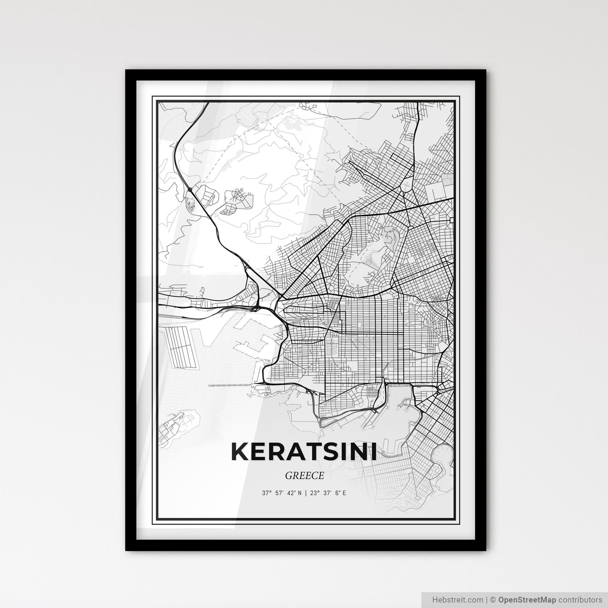Keratsini Greece - Scandinavian Style City Map for Modern Home Decor