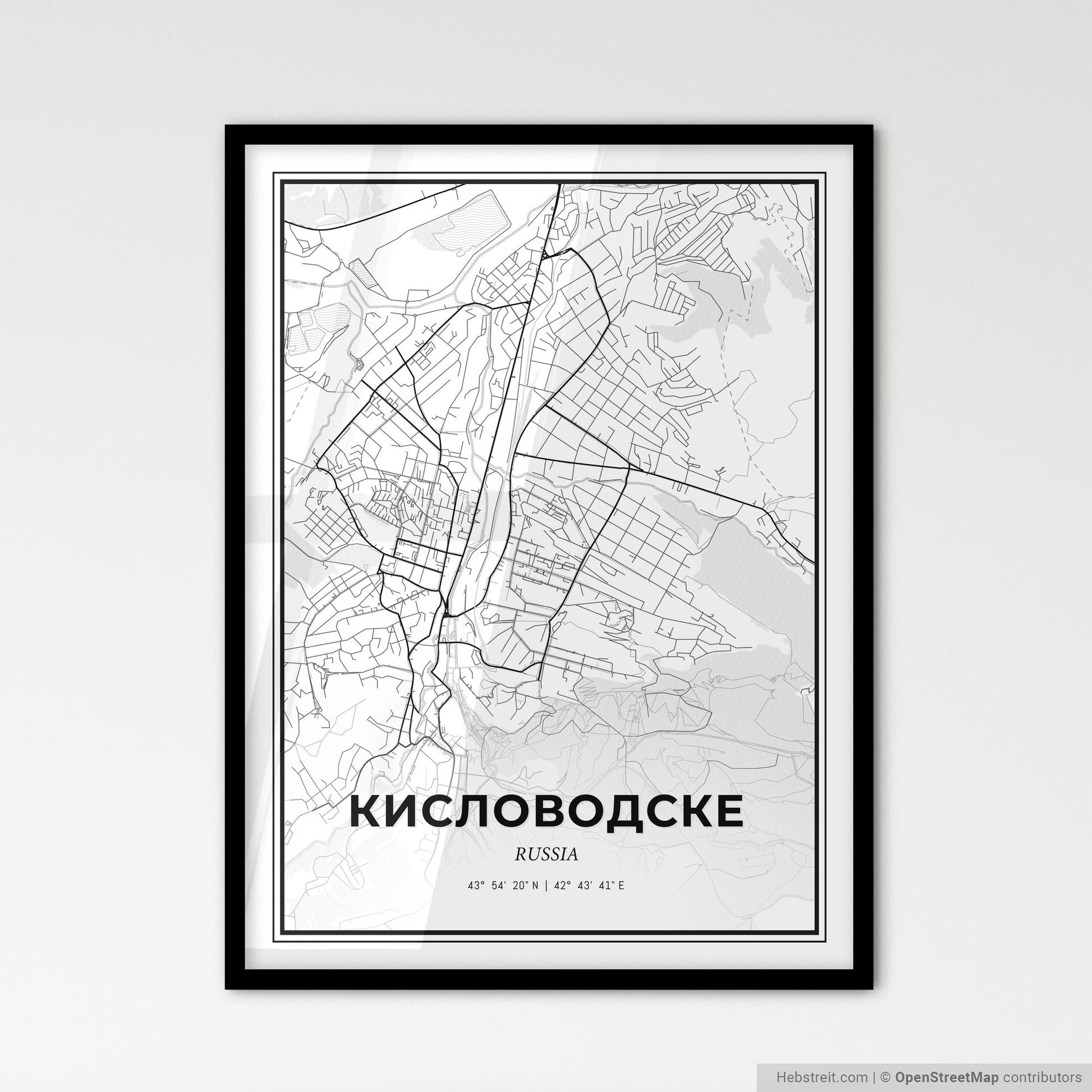 Kislovodsk Russia - Scandinavian Style City Map for Modern Home Decor
