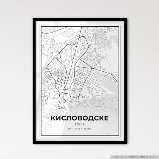 Kislovodsk Russia - Scandinavian Style City Map for Modern Home Decor