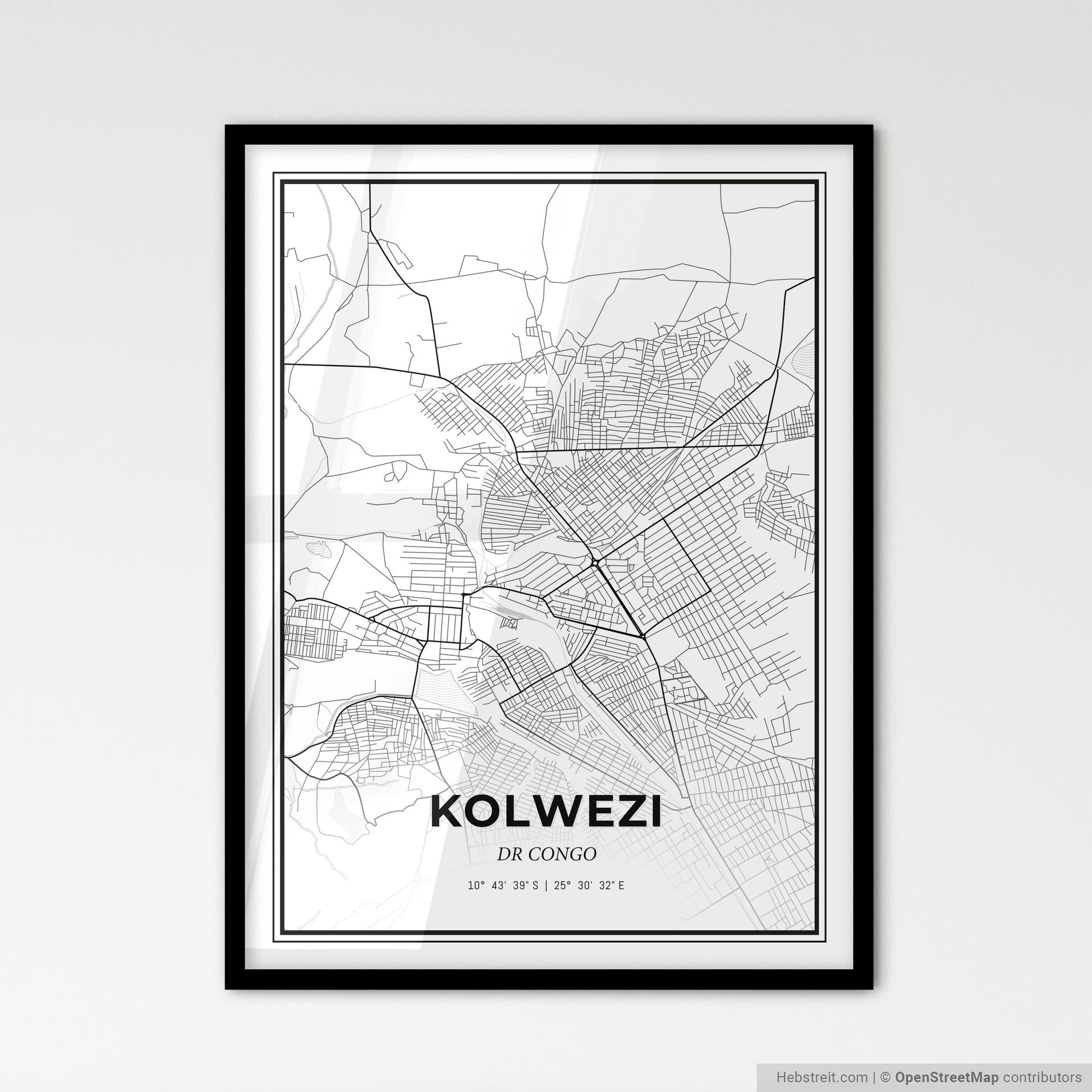 Kolwezi DR Congo - Scandinavian Style City Map for Modern Home Decor