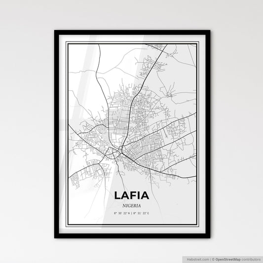 Lafia Nigeria - Scandinavian Style City Map for Modern Home Decor