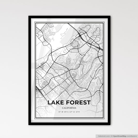 Lake Forest California - Scandinavian Style City Map for Modern Home Decor