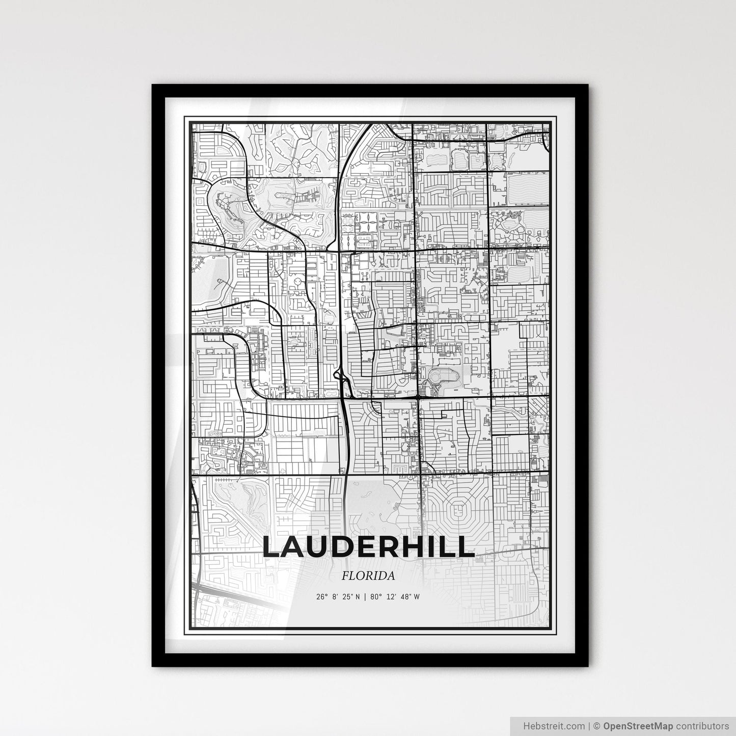 Lauderhill Florida - Scandinavian Style City Map for Modern Home Decor