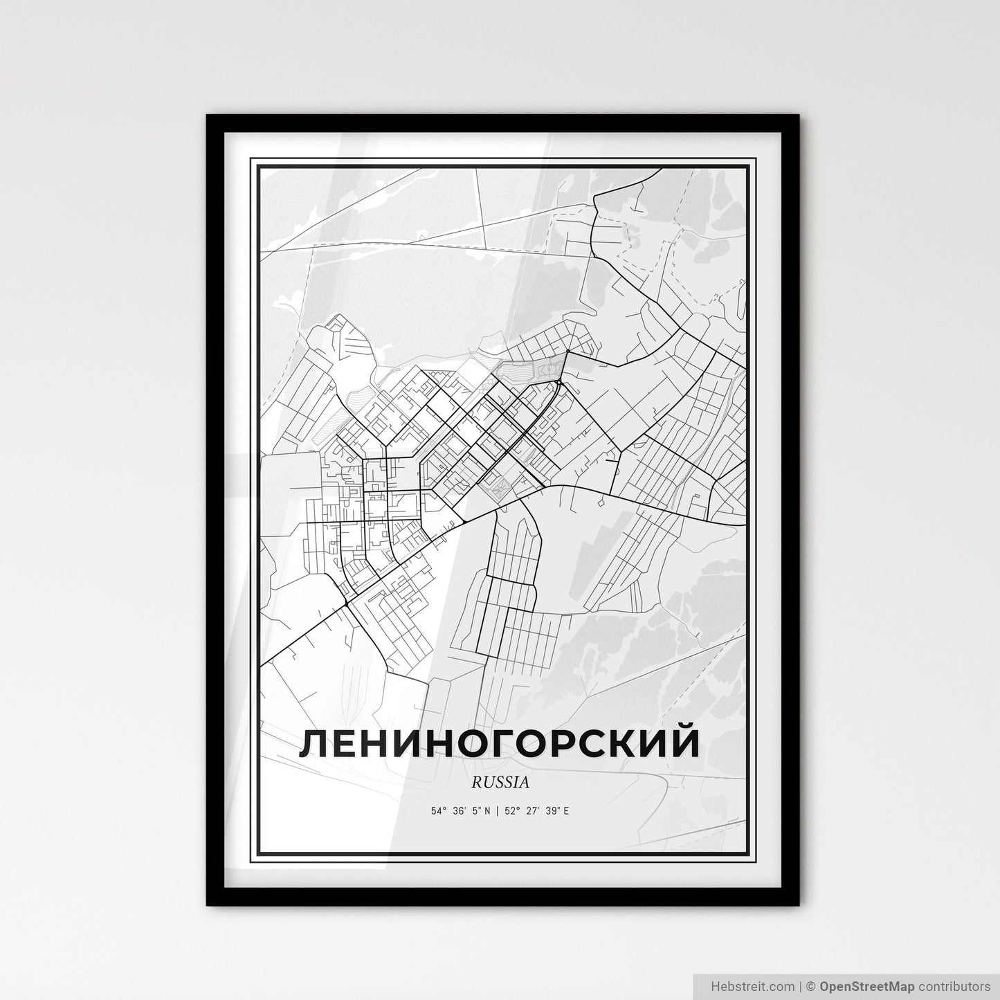 Leninogorsk Russia - Scandinavian Style City Map for Modern Home Decor