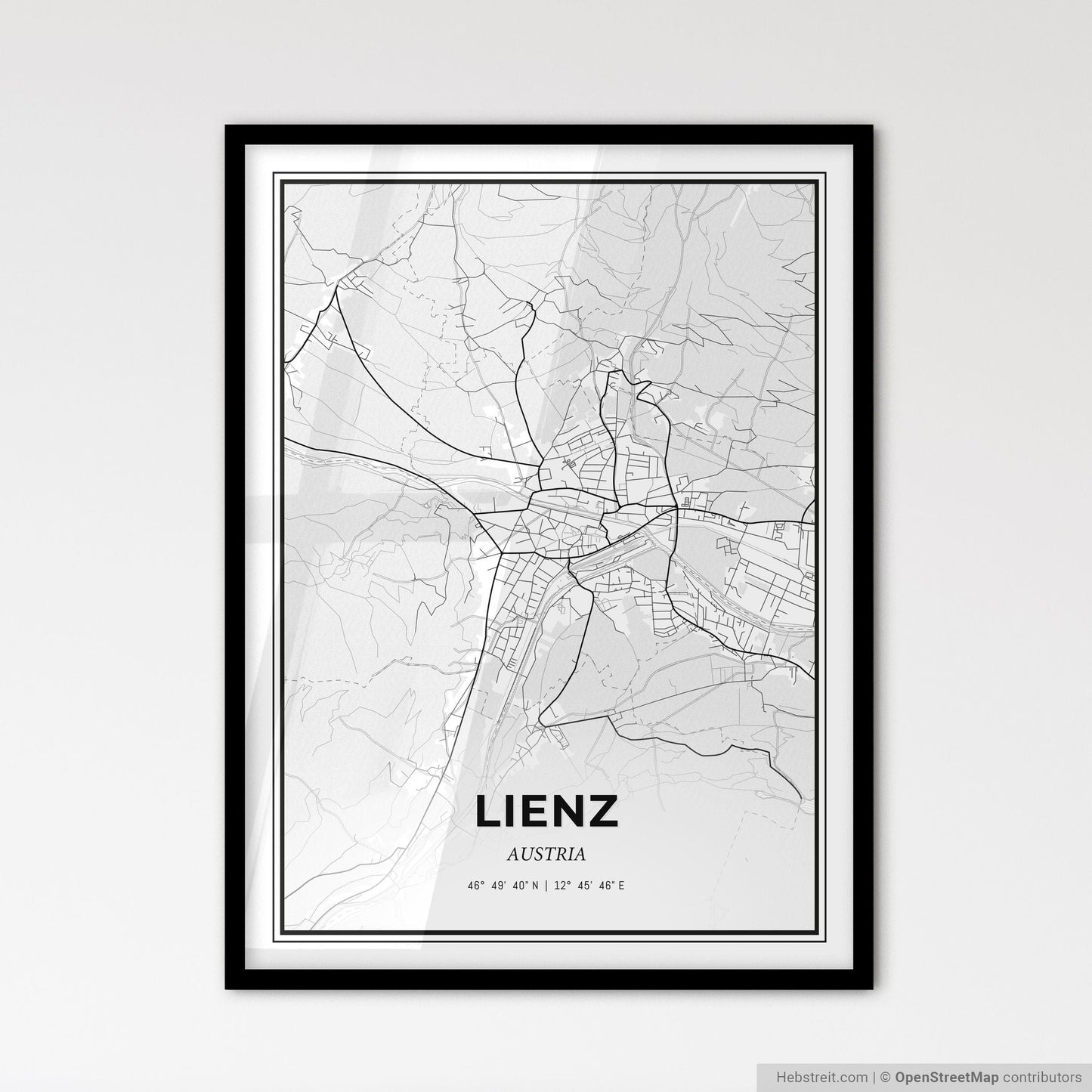 Lienz Austria - Scandinavian Style City Map for Modern Home Decor