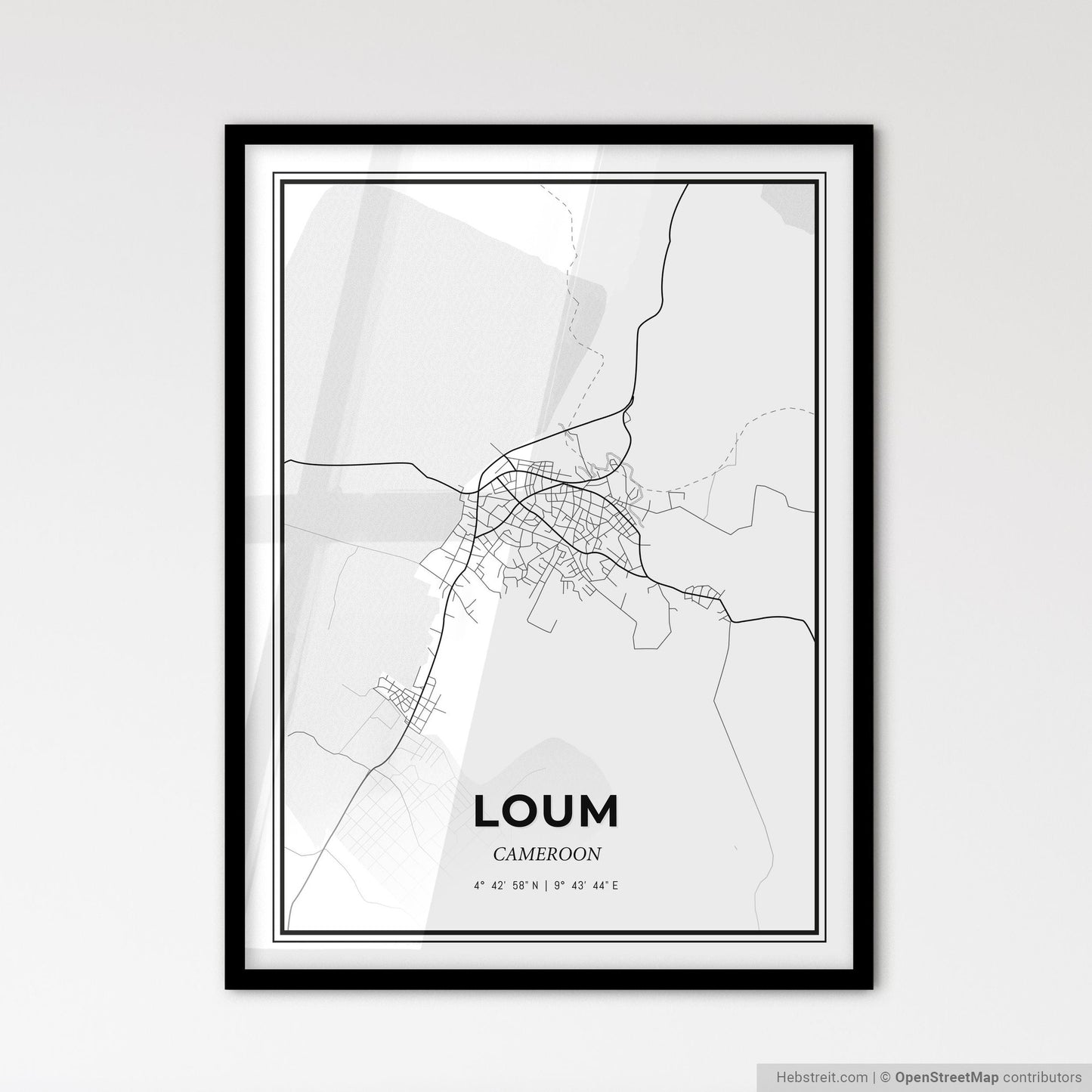 Loum Cameroon - Scandinavian Style City Map for Modern Home Decor