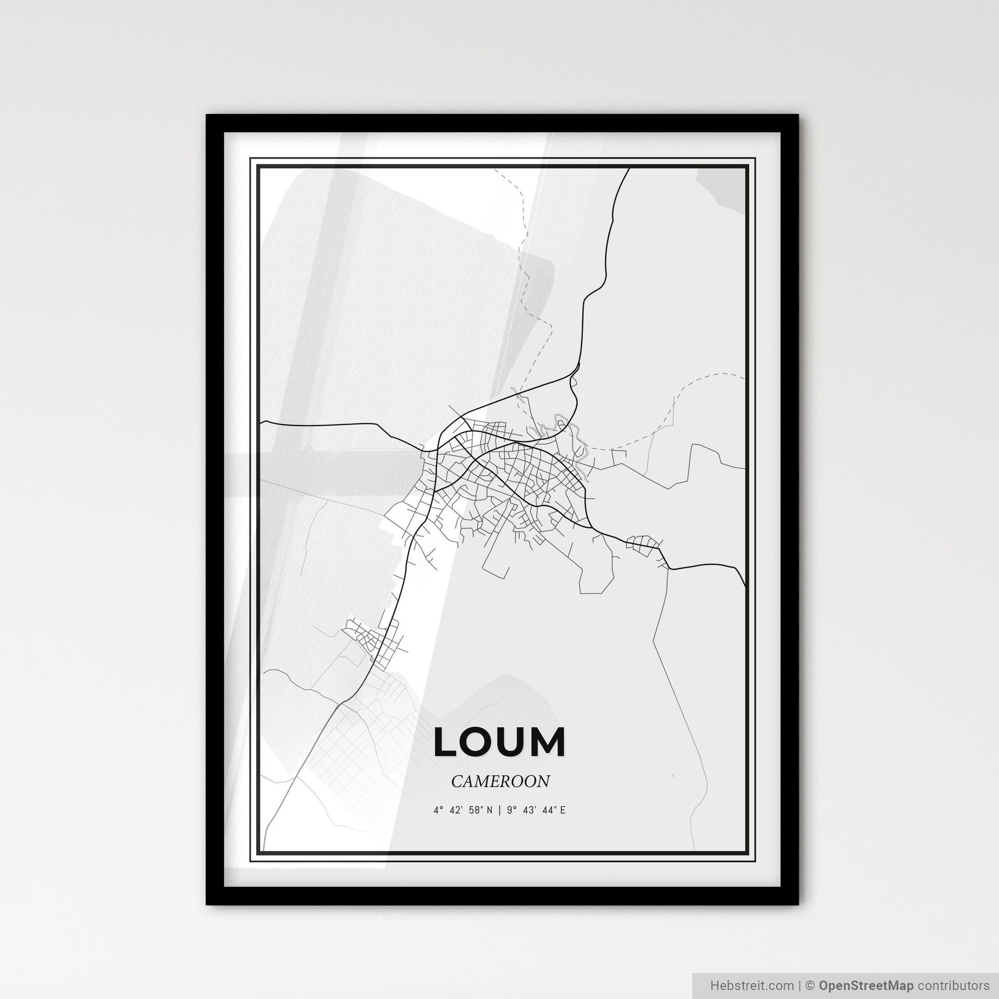 Loum Cameroon - Scandinavian Style City Map for Modern Home Decor