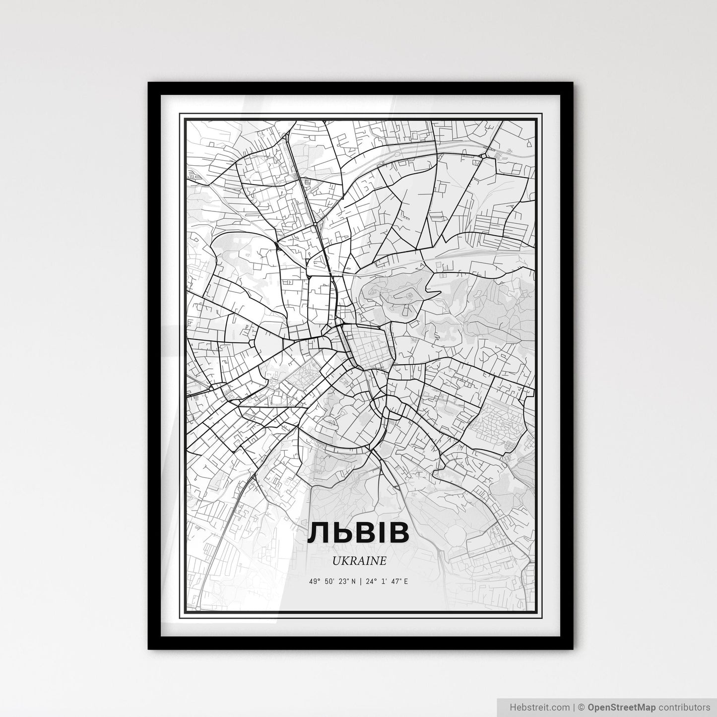Lviv Ukraine - Scandinavian Style City Map for Modern Home Decor