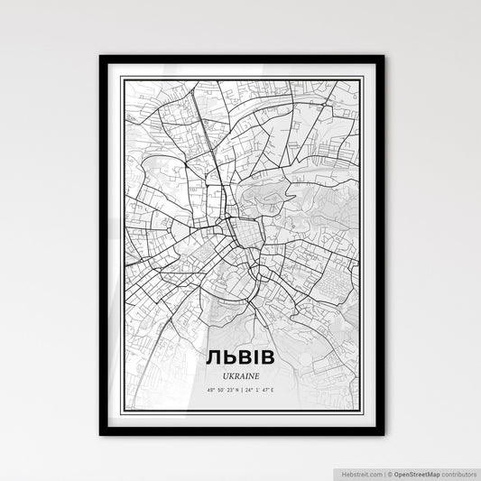 Lviv Ukraine - Scandinavian Style City Map for Modern Home Decor