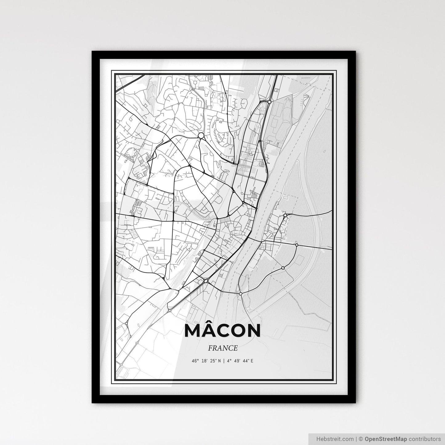 Mâcon France - Scandinavian Style City Map for Modern Home Decor
