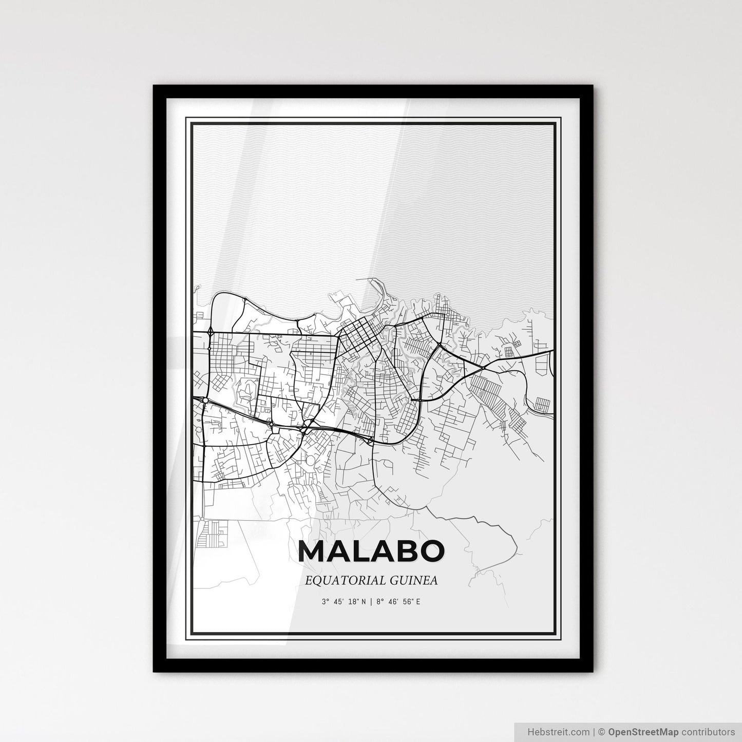 Malabo Equatorial Guinea - Scandinavian Style City Map for Modern Home Decor