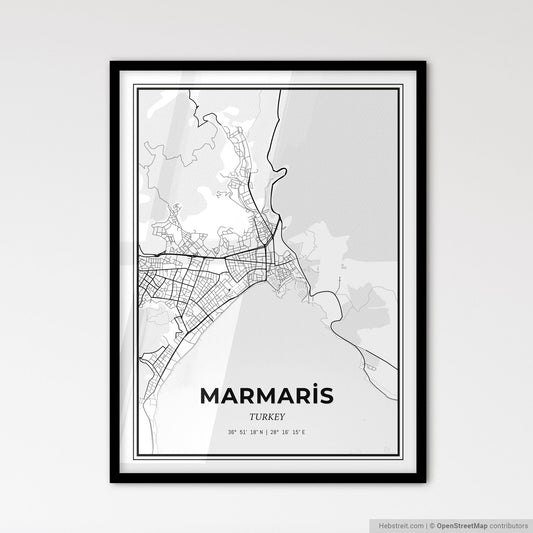 Marmaris Turkey - Scandinavian Style City Map for Modern Home Decor