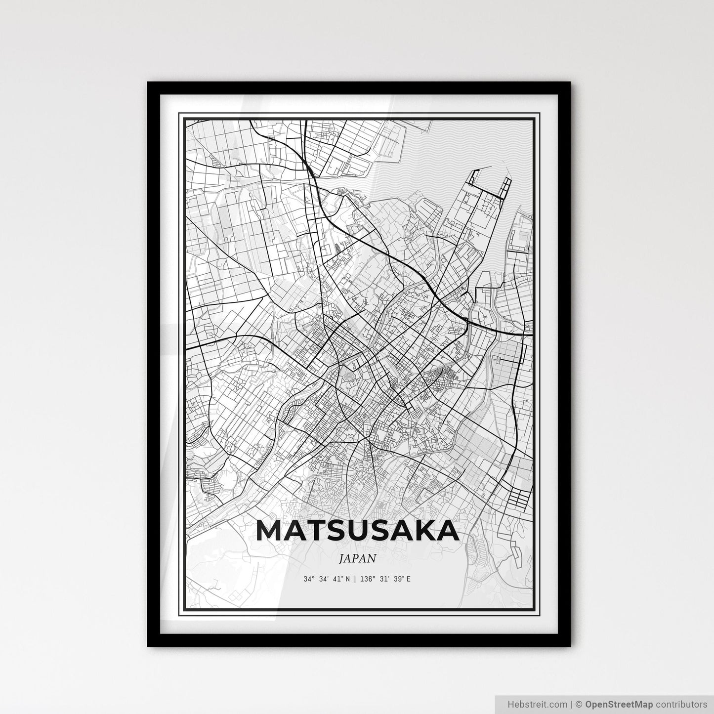 Matsusaka Japan - Scandinavian Style City Map for Modern Home Decor