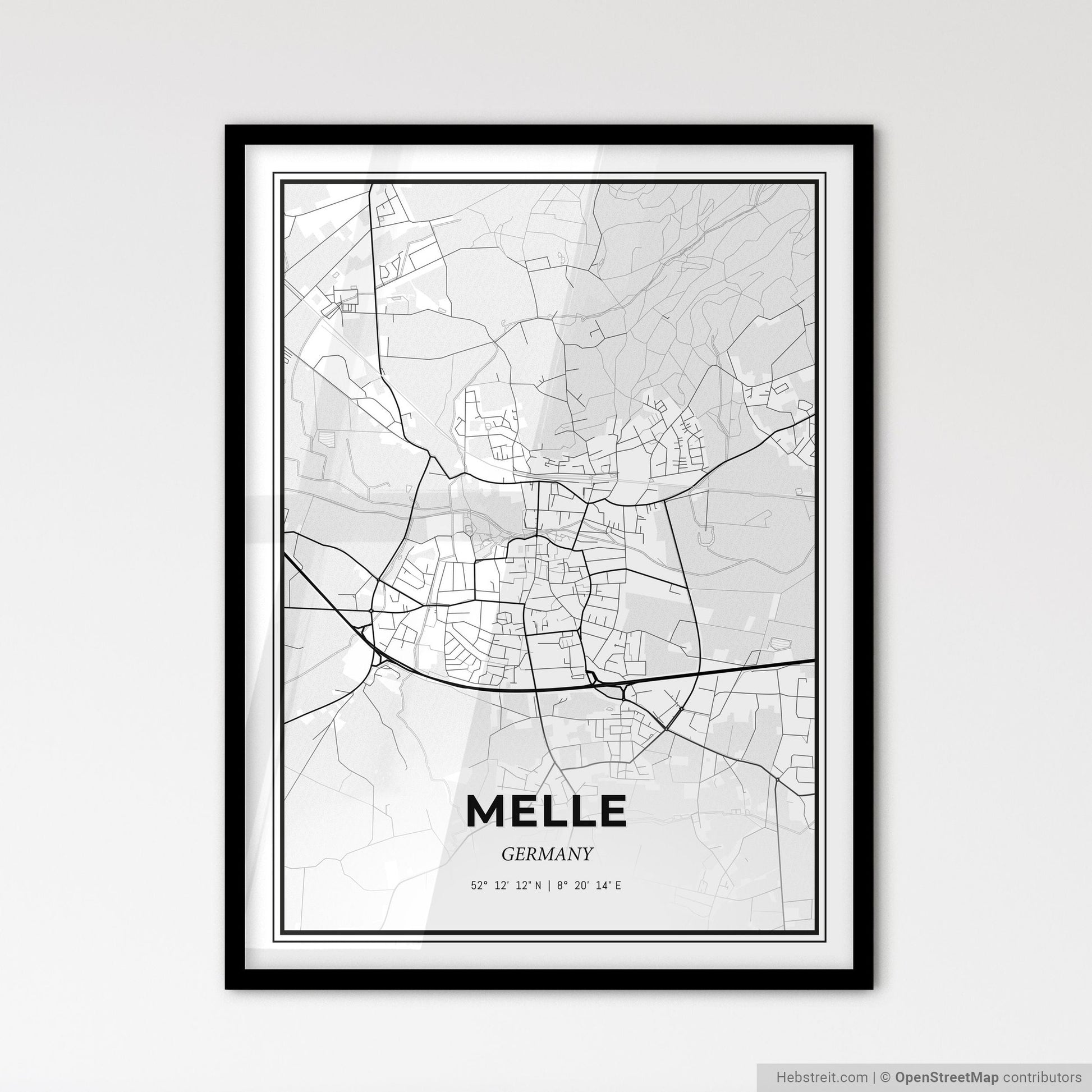 Melle Germany - Scandinavian Style City Map for Modern Home Decor