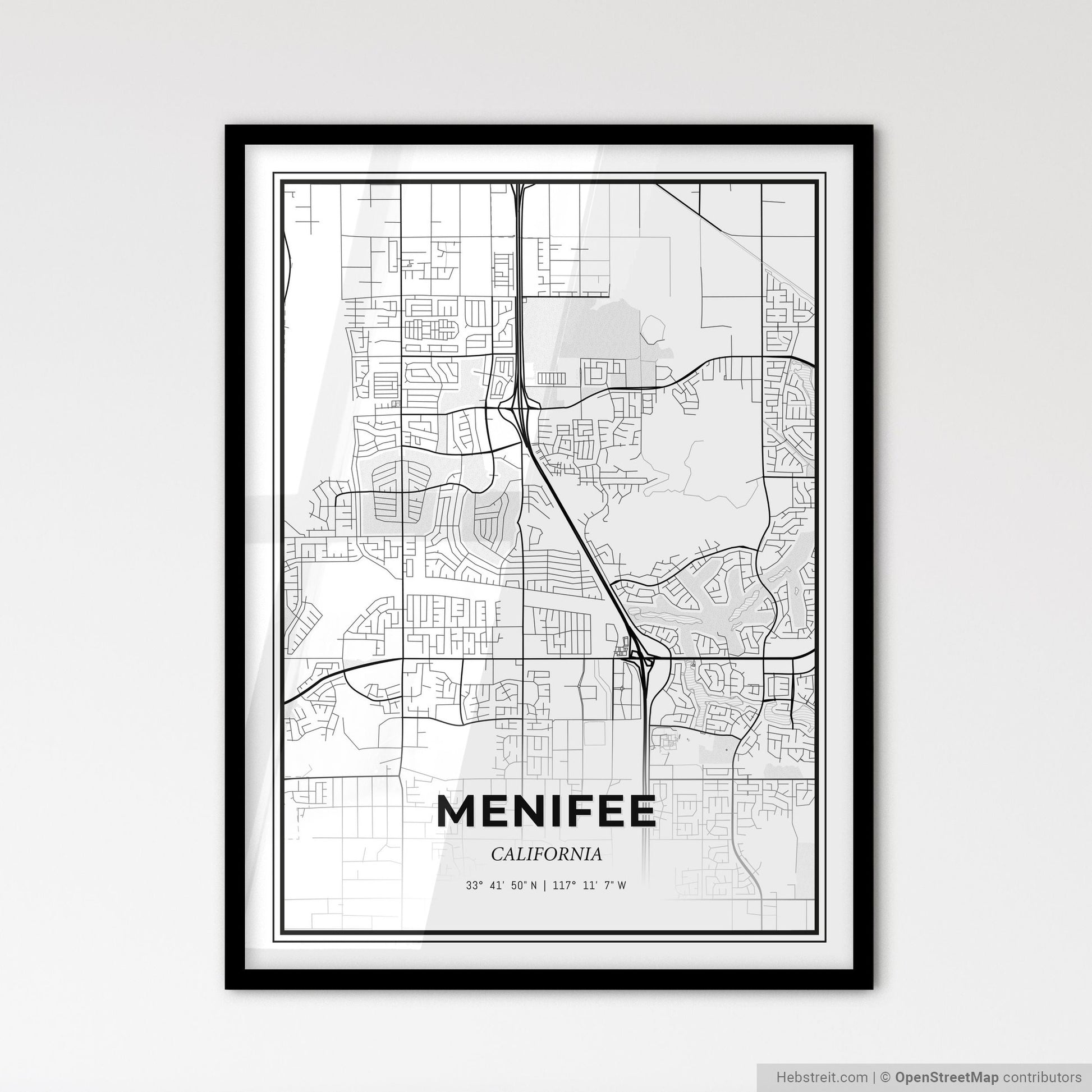 Menifee California - Scandinavian Style City Map for Modern Home Decor
