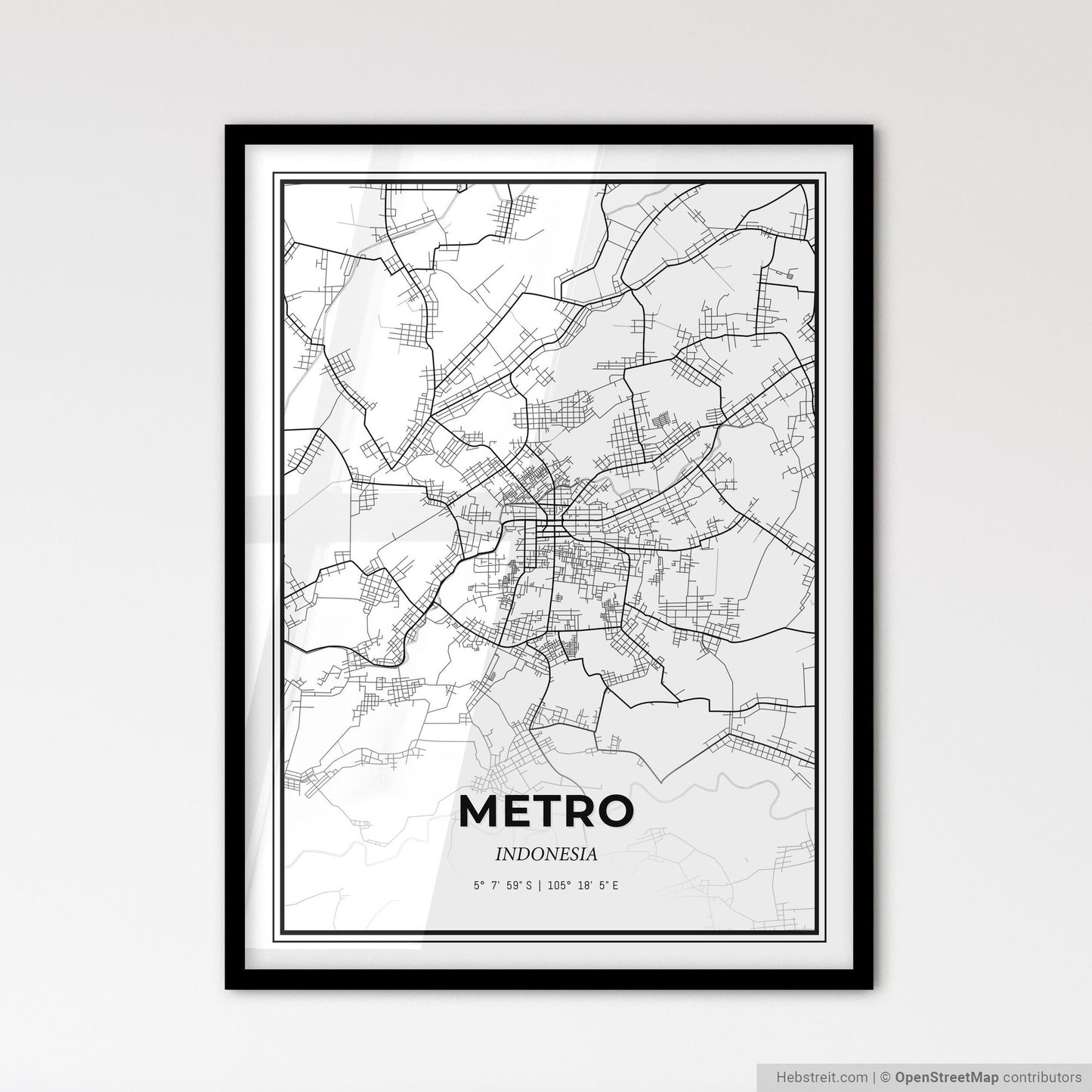 Metro Indonesia - Scandinavian Style City Map for Modern Home Decor