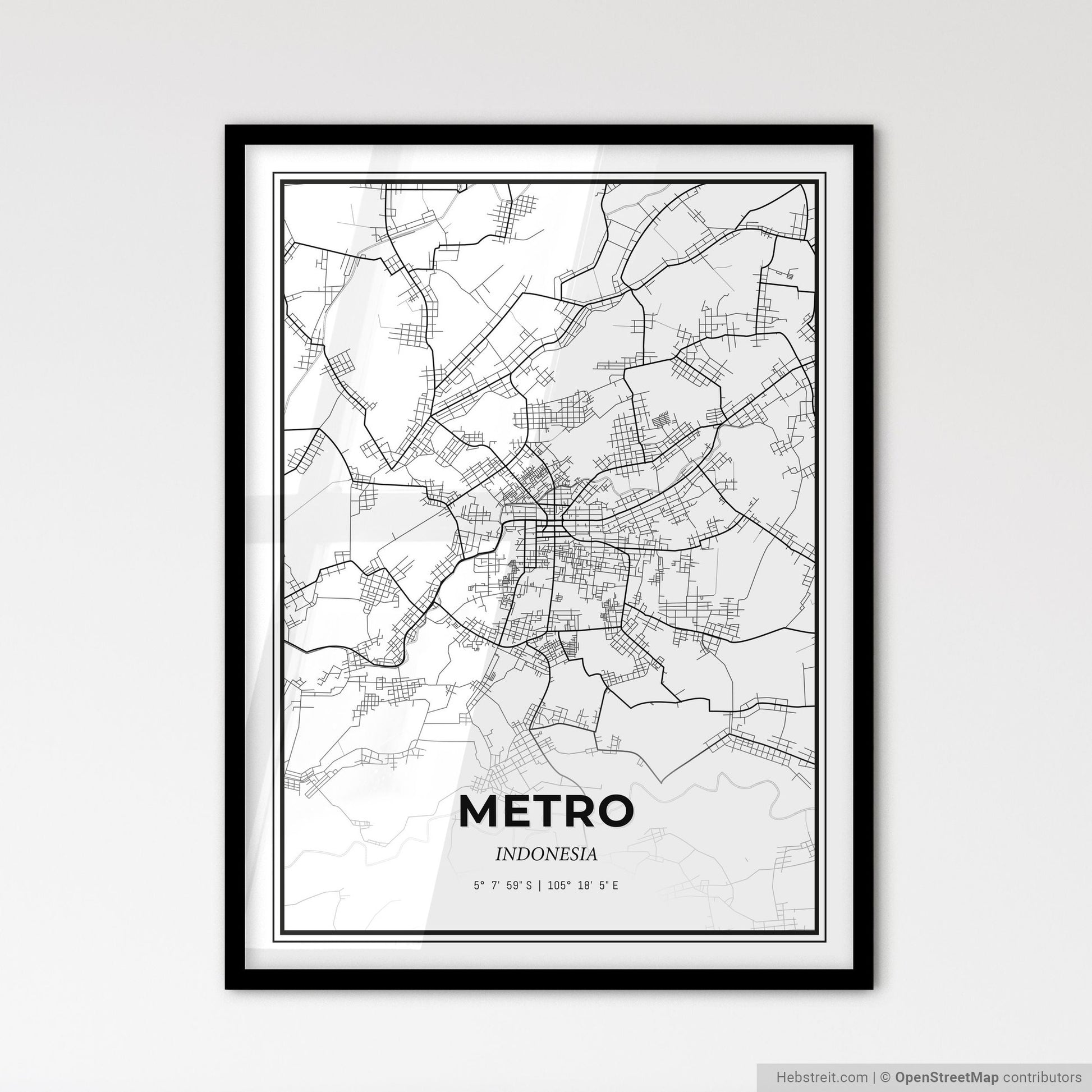 Metro Indonesia - Scandinavian Style City Map for Modern Home Decor
